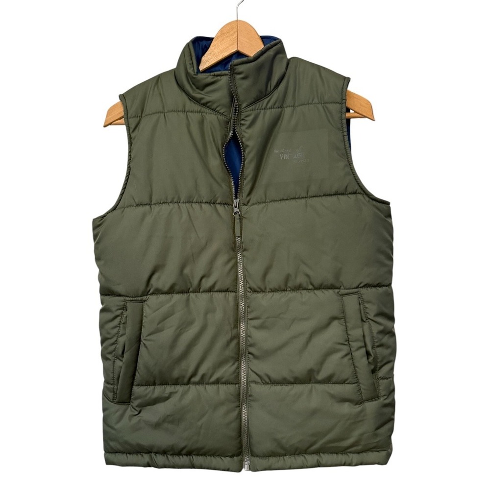 Kids/Boys Weatherproof Vintage Olive Green Puffer Vest L(14/16) Outdoor Gorpcore